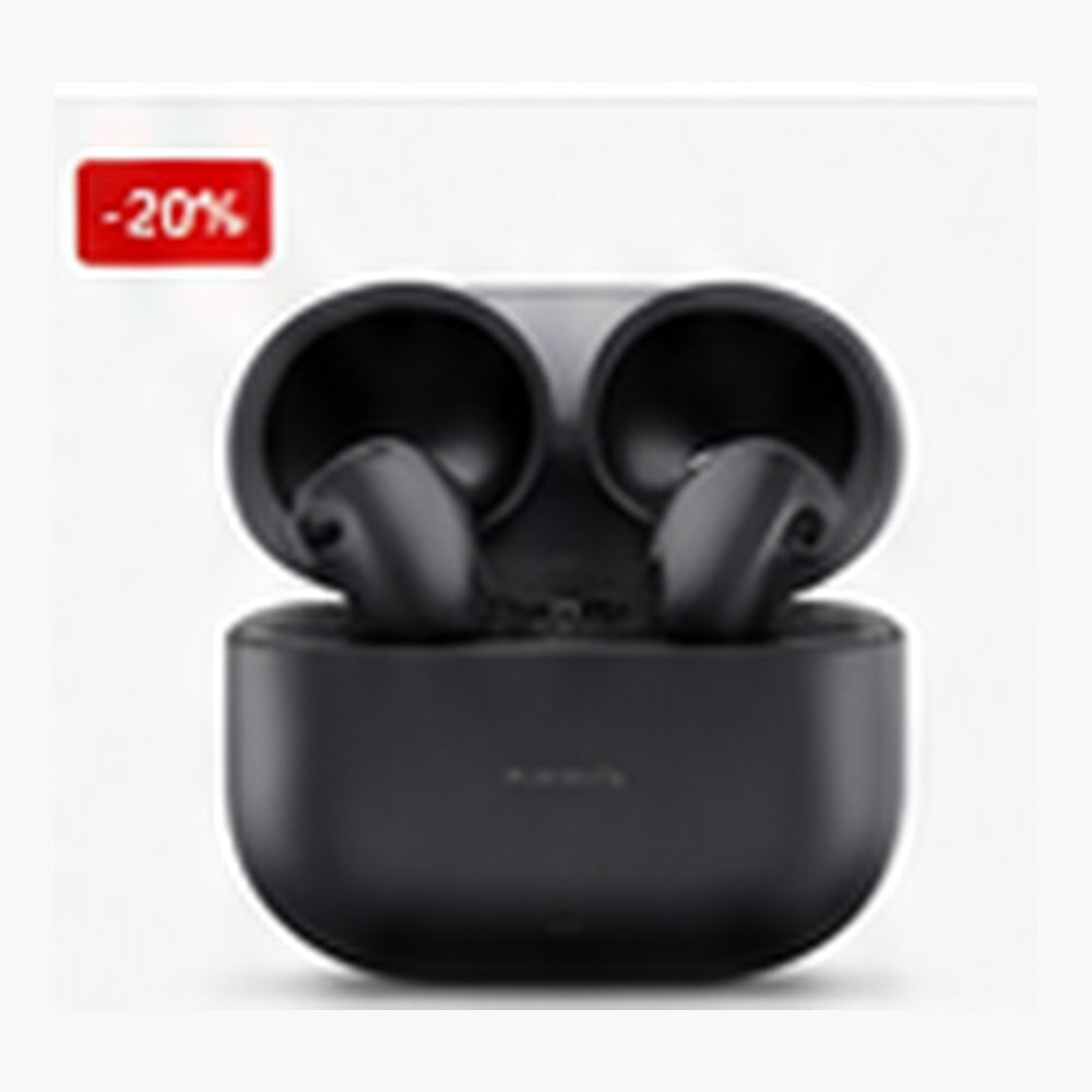 Black wireless earbuds with charging case