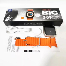 T900 Ultra smart watch package contents with orange strap and charger